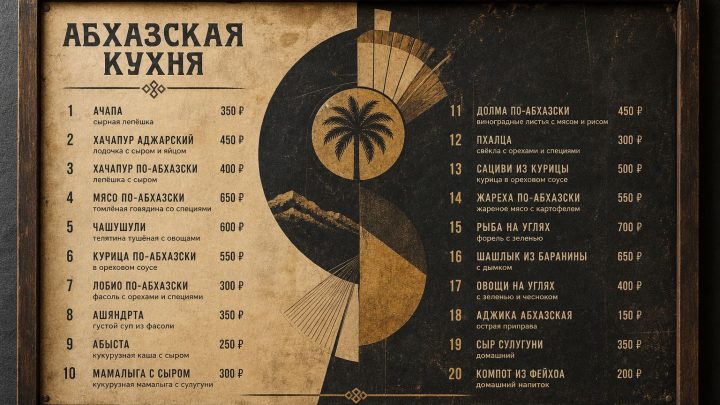 Меню борд. паб. авангард стиль.