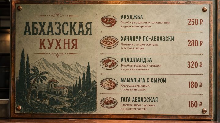 Меню борд. автомат-кафе. авангард стиль.