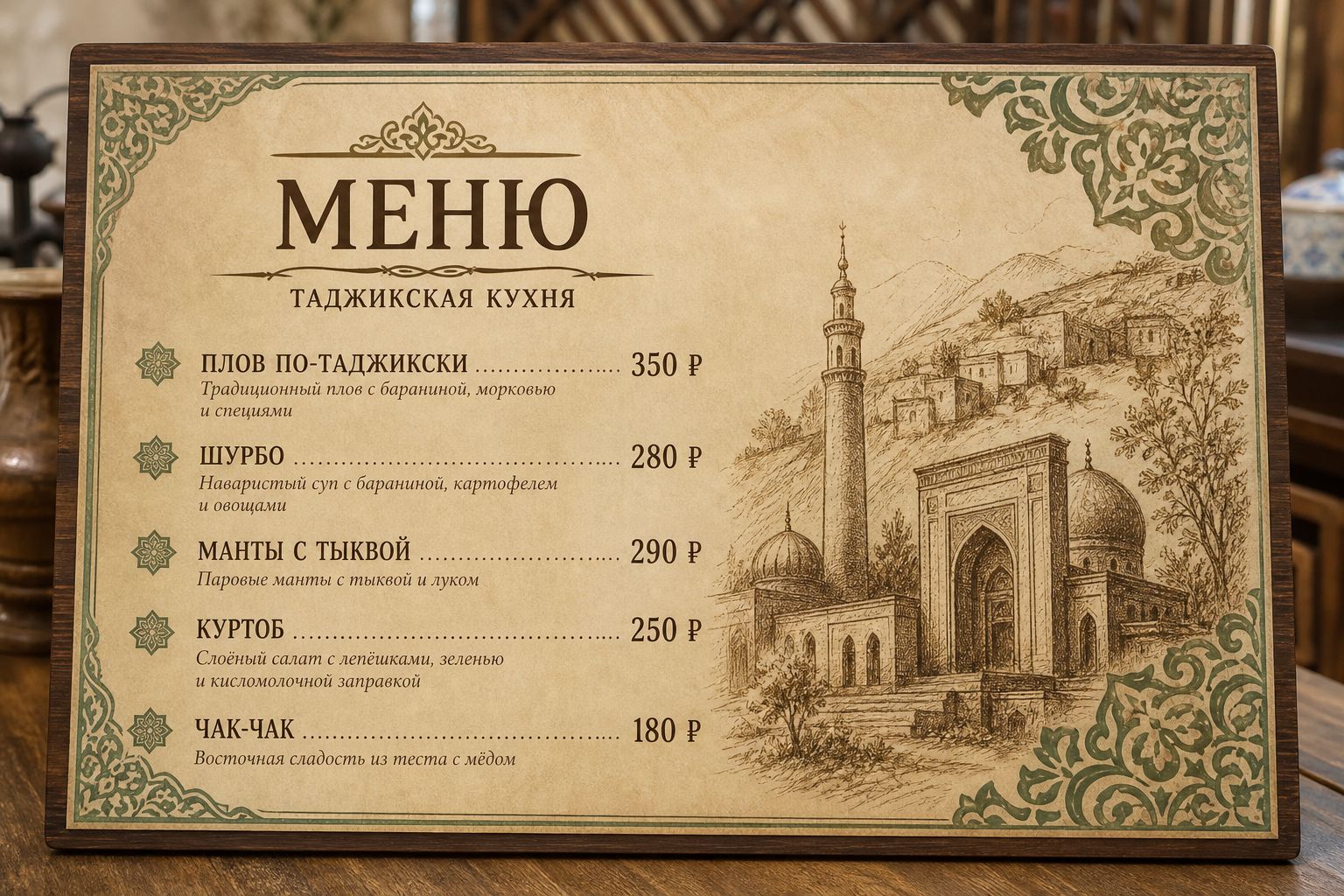 Меню борд