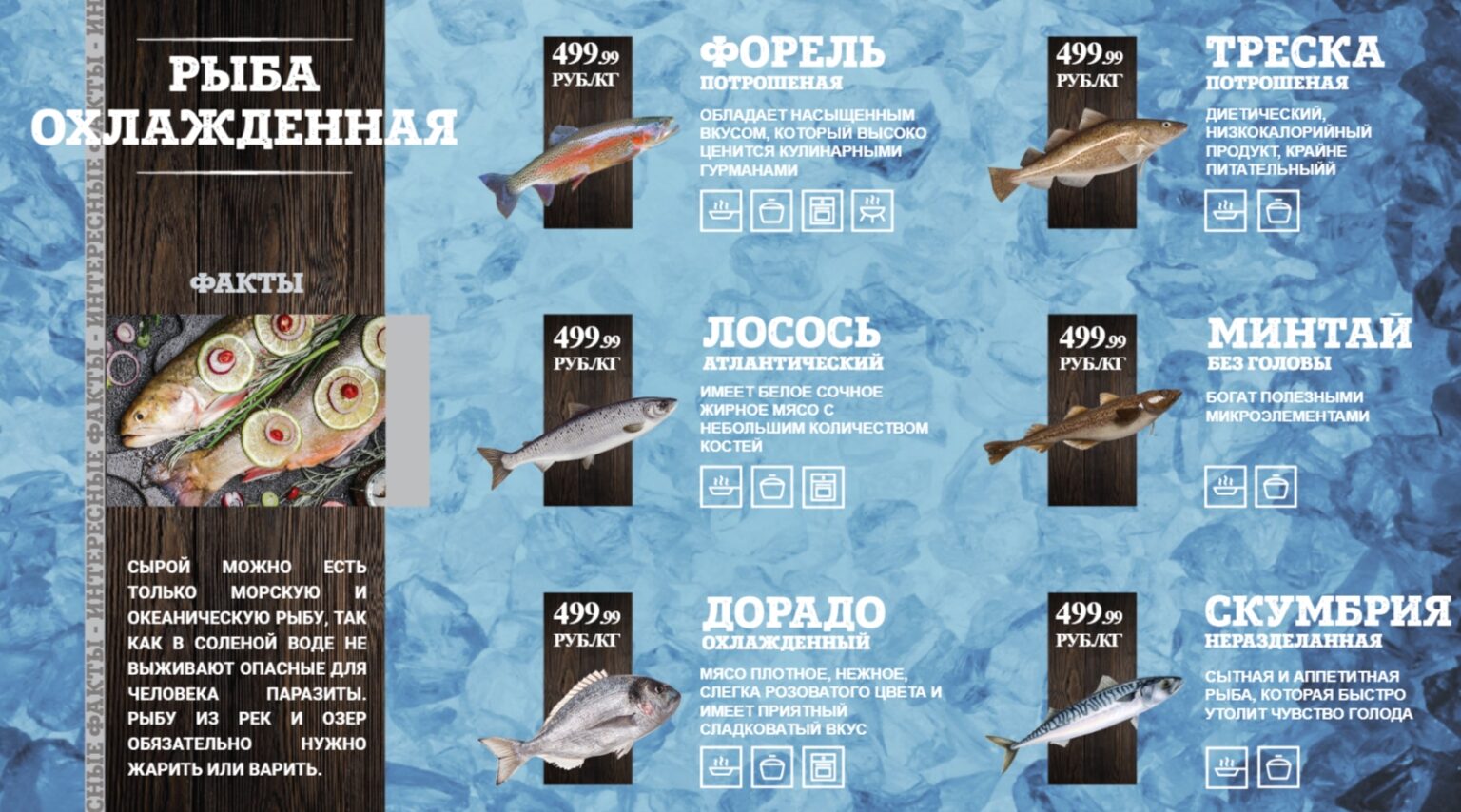 Слайд-шоу для рыбных продуктов